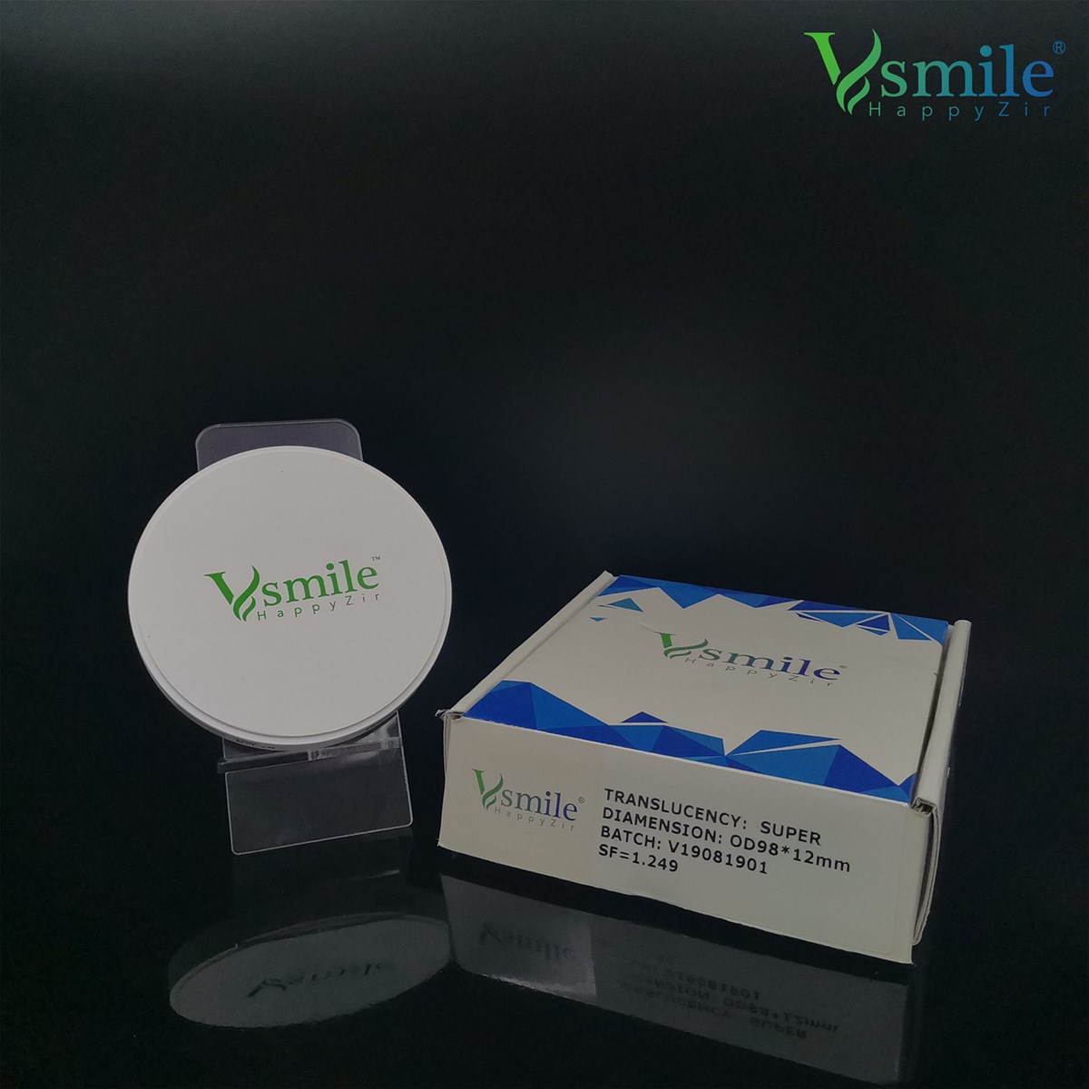 Vsmile 98mm ST Dental Zirconia Block with Super Translucency 41 for Full Contour for Dental Lab Open CADCAM machine