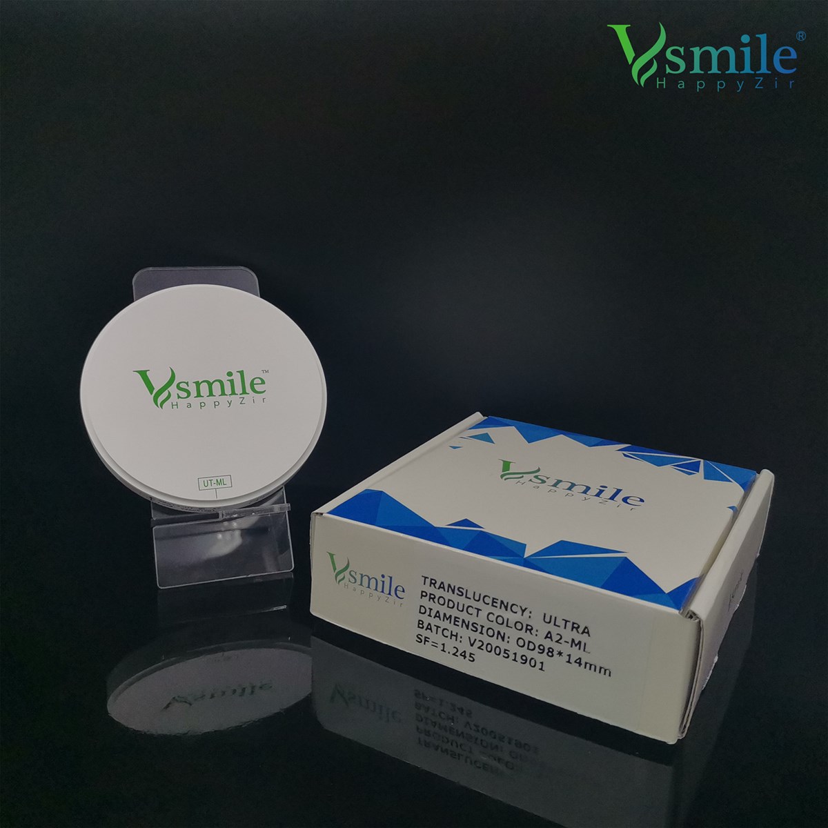 Vsmile 98mm UT Multilayer Zirconia Blocks for Dental Laboratory with Open CADCAM System available in Vita 16 col