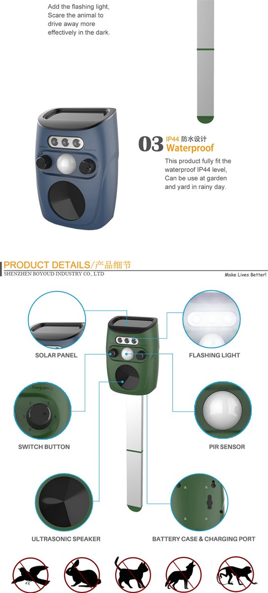 Animal Ultrasonic Repeller Solar Bird Repellent Device