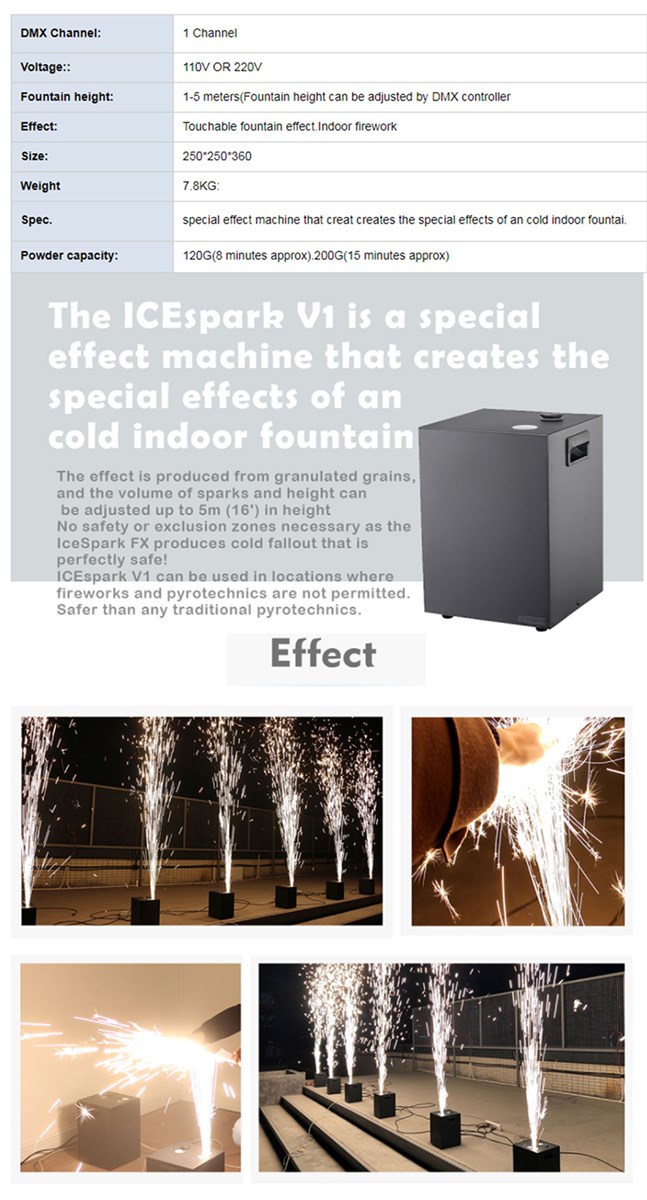 Indoor Cold Fountain Fireworks Spark Machine Mini Stage Effect DJ Equipment for Wedding Disco Party