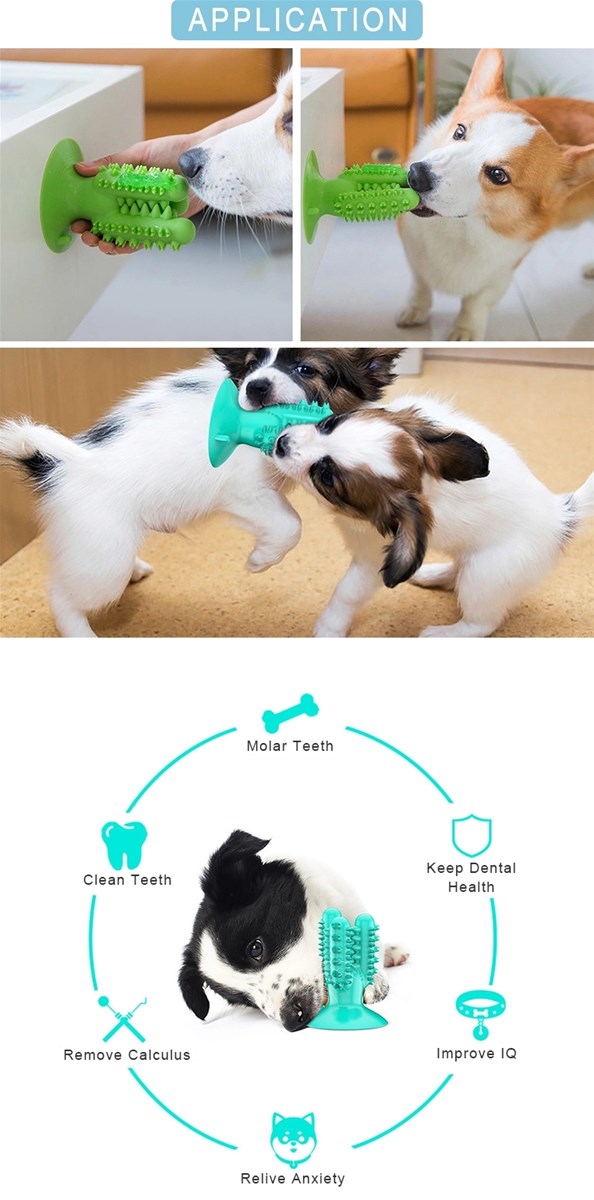 Dog Chew Toothbrush Dog Teeth Cleaning Toy Natural Dental Care Cleaning Stick with Suction Cup