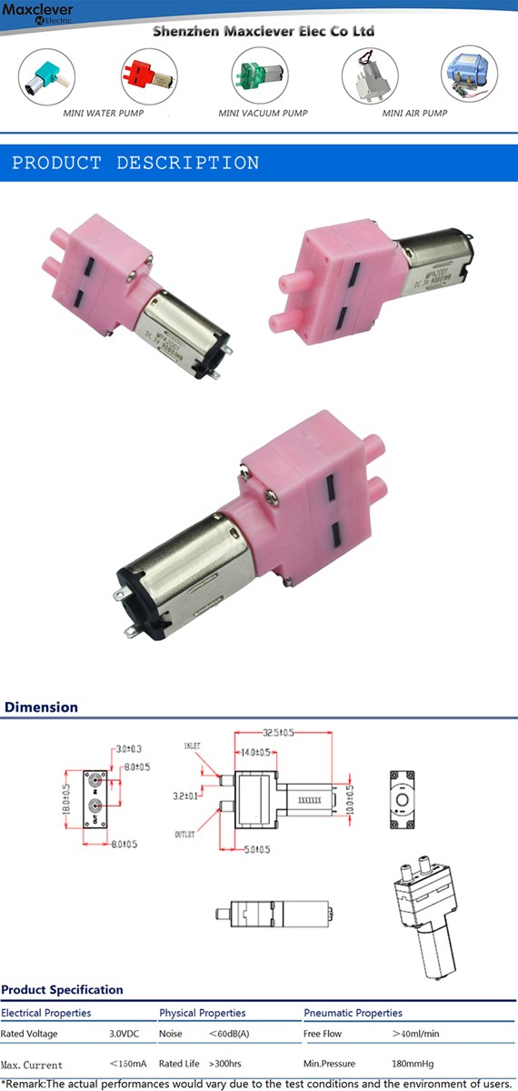 Mini water pump 3v pressure MPA2001W small pressure water pump for aquarium