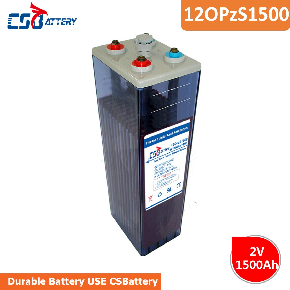 Csbattery 2V1500ah Tubular Opzs Battery for TelecomeUPSRailwaySecurityMedicalAlarmCableTVAppliation