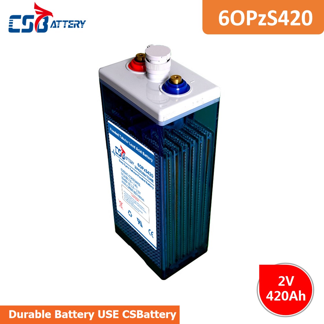 Csbattery 2V420ah Solar Opzs Battery for Telecom/Solar/Inverter/Pump/Forklift