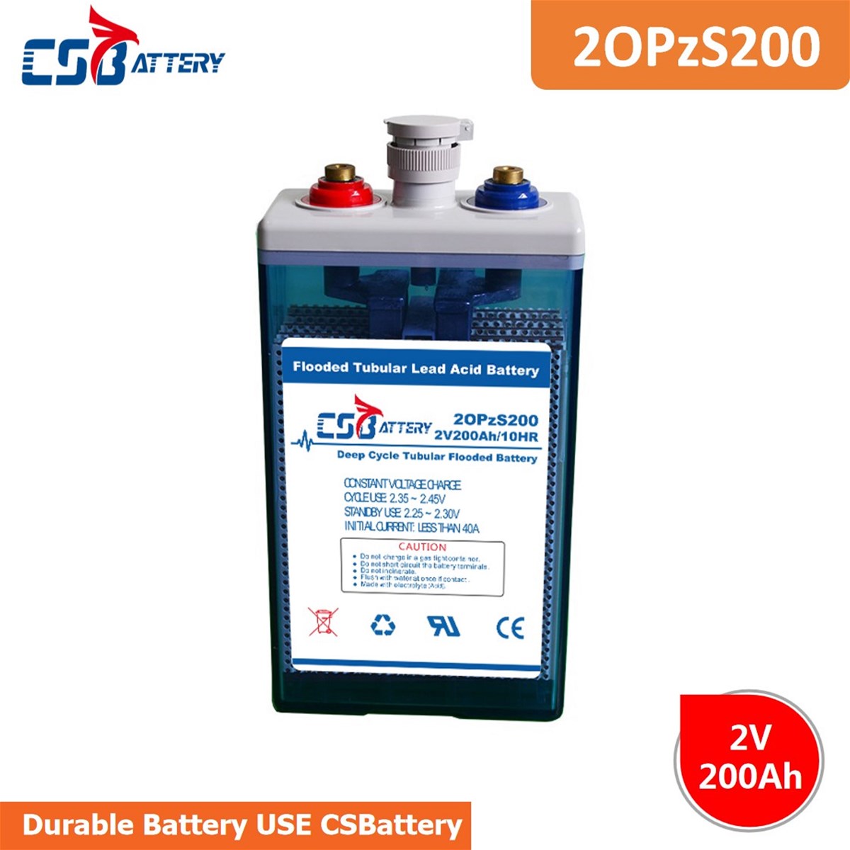 Csbattery Rechargeable Tubular Flooded Traction Battery for TruckForkliftVehicleElectricPower 2pzb3pzb4pzb5pzb6p