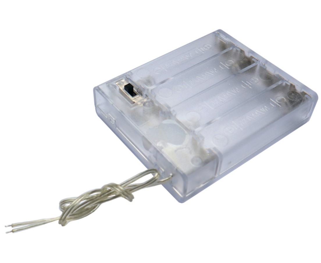 Clear White Battery Holder With Switch 4 AA Box Case