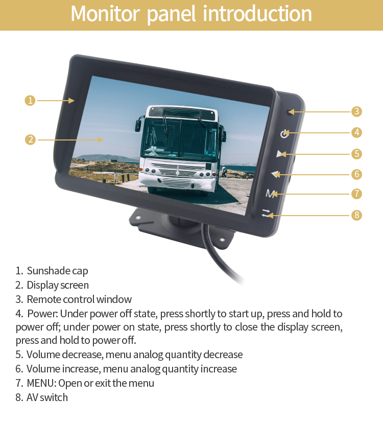 7inch Rear View Monitor with Touch Bottom