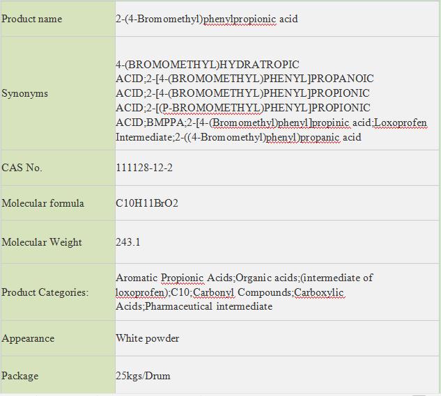 Factory hot sale top quality 24Bromomethylphenylpropionic acid CAS 111128122 with competitive price View larger im