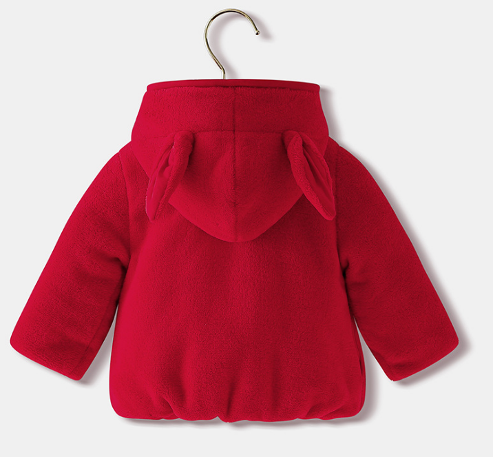 New Style Children Cotton Jacket Warm Coral Velvet Baby Rabbit Ears Baby Hooded Child Wear