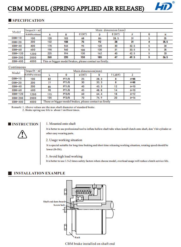 CBM spring engaged tooth brake