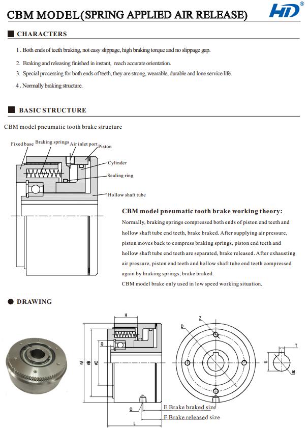 CBM spring engaged tooth brake