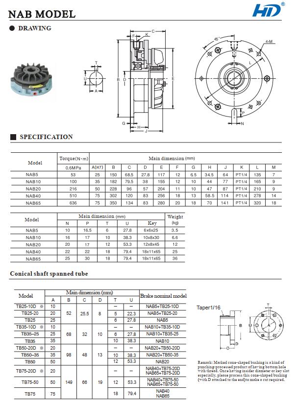 NAB pneumatic caliper disc brake shaft mounted