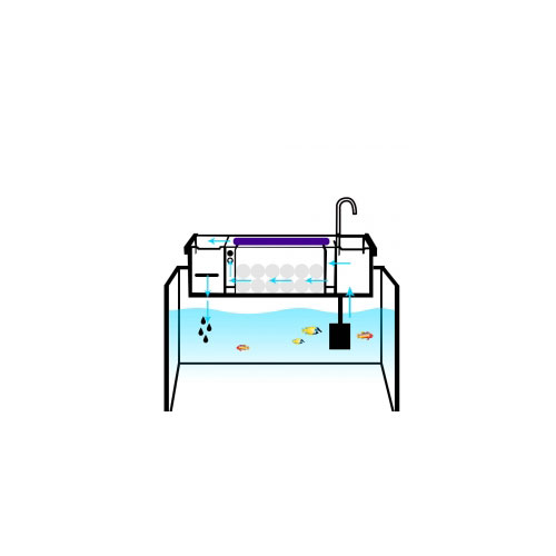 4 Grids Acrylic Aquarium Box Filter with UV Sterilizer Groove