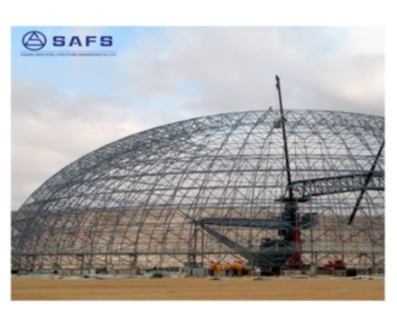 Light weight and strong stability space frame prefab modular scosteffective coal storage system design
