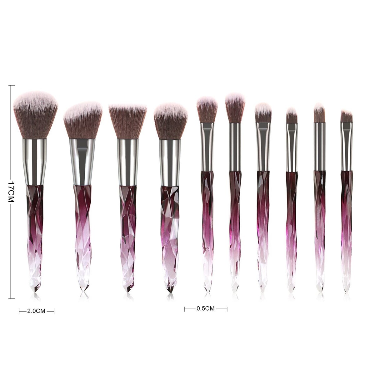 Premium Makeup Brush Set 10PCS Complete Synthetic Kabuki Eye Shadow Concealer Make up Brushes Beautiful Crystal Handle