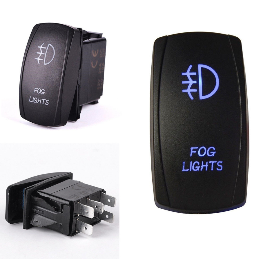 Universal 12V 24V Car Boat Caravan Rocker Switches Waterproof Rocker Switch Dual Blue LED Light