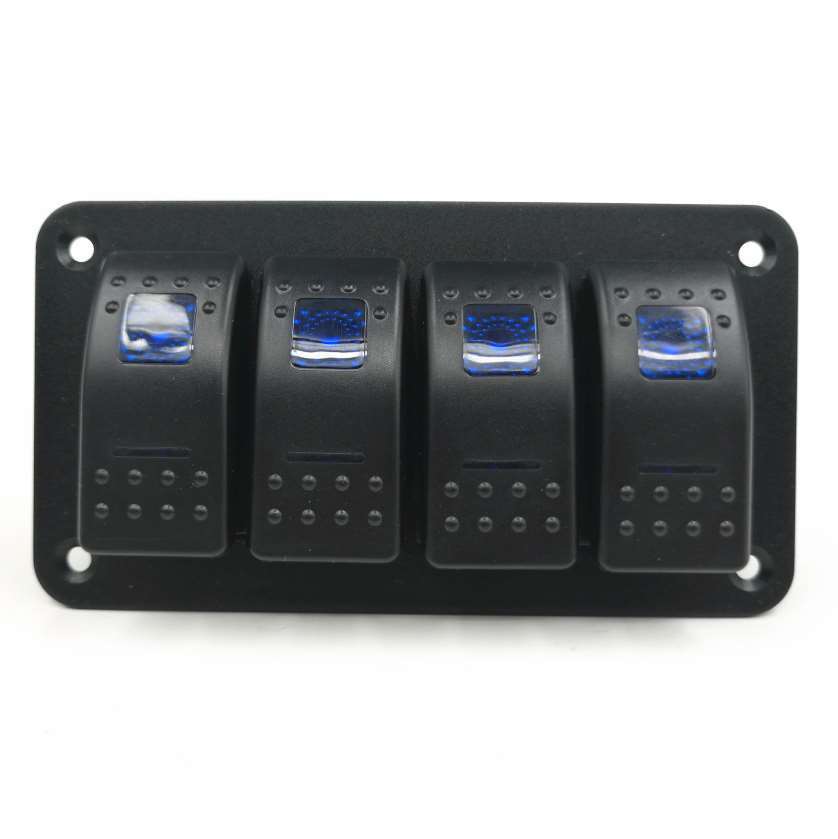 4 Gang USB Waterproof LED Automotive Toggle Rocker Switch Panel ONOFF Car Marine Boats Rocker