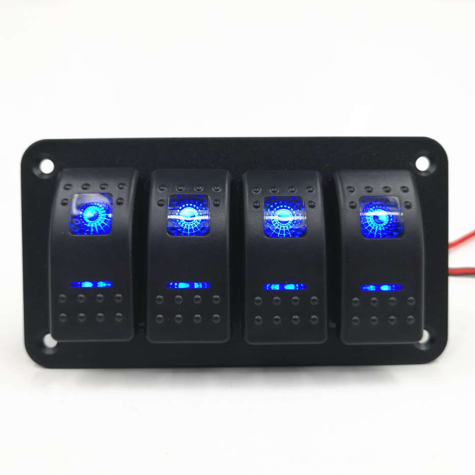 4 Gang USB Waterproof LED Automotive Toggle Rocker Switch Panel ONOFF Car Marine Boats Rocker