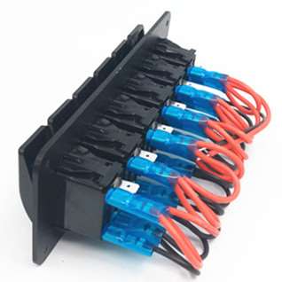 6 Gang Blue LED Waterproof Rocker Switch Panel Breakers Car Marine Boat RV 12V24V