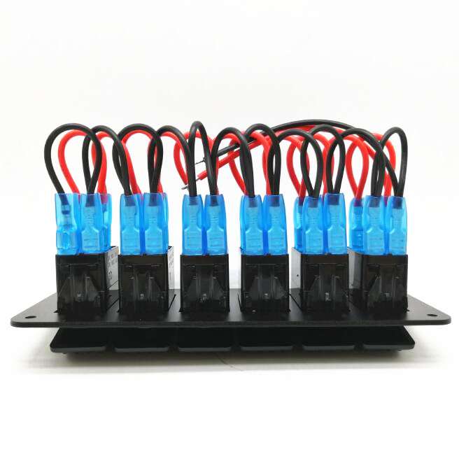6 Gang Blue LED Waterproof Rocker Switch Panel Breakers Car Marine Boat RV 12V24V