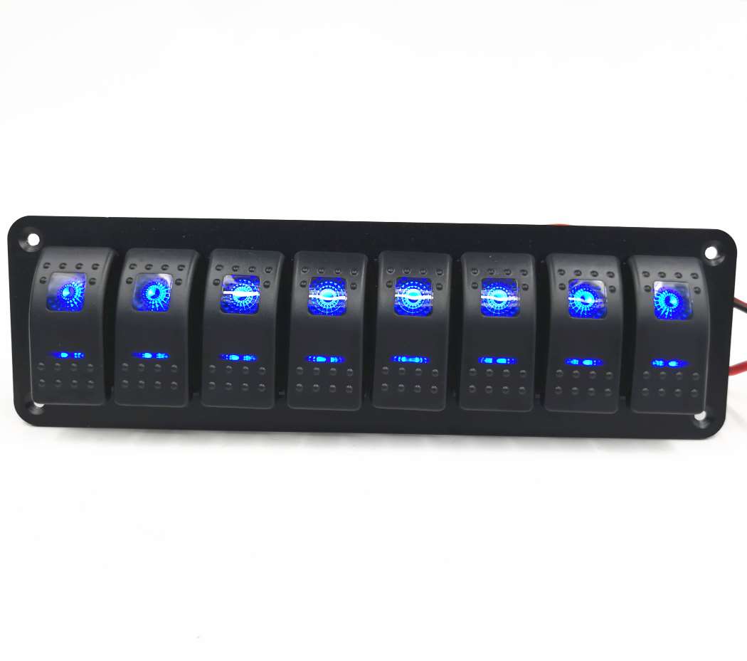 8 Gang Marine Boat Rocker Switch Panel 12V Waterproof RV Led for Car Truck Blue RV Caravan