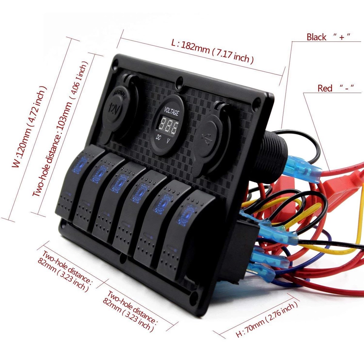 Waterproof Marine Boat Car Switch Panel with Power Cigarette Lighter Voltmeter USB Charger Socket Waterproof Marine Boat Car Switch Panel with Power Cigarette Lighter Voltmeter USB Charger Socket