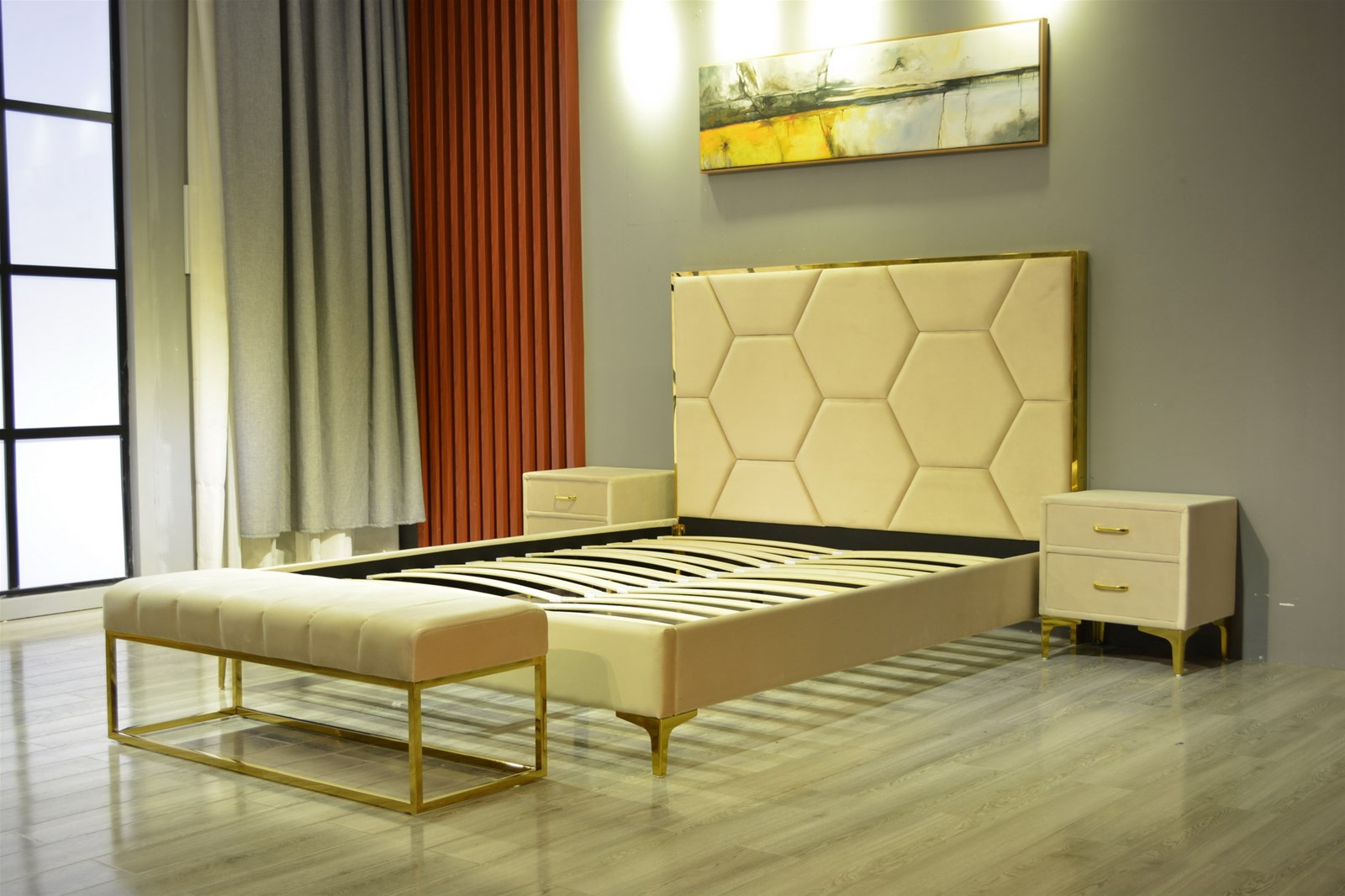 Modern Luxury Velvet Upholstered Bed