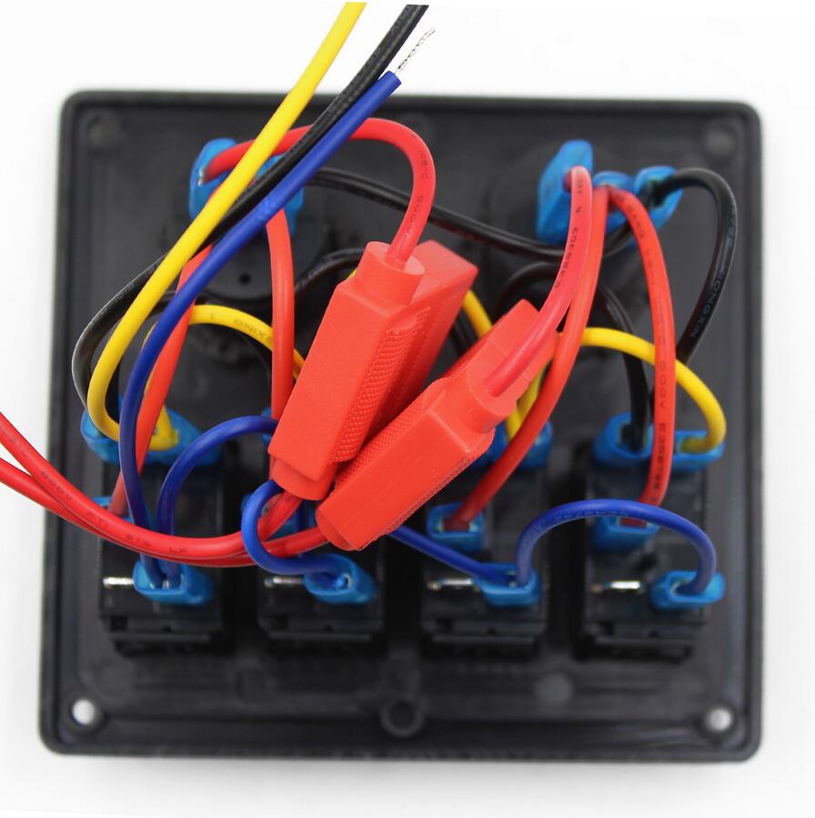 Waterproof 4 Gang Rocker Switch Panel Double USB Power Charger Adapter 12V Cigarette Lighter Socket for Marine Boat C