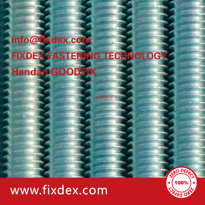 Blue white zinc plated Carbon steel threaded rod
