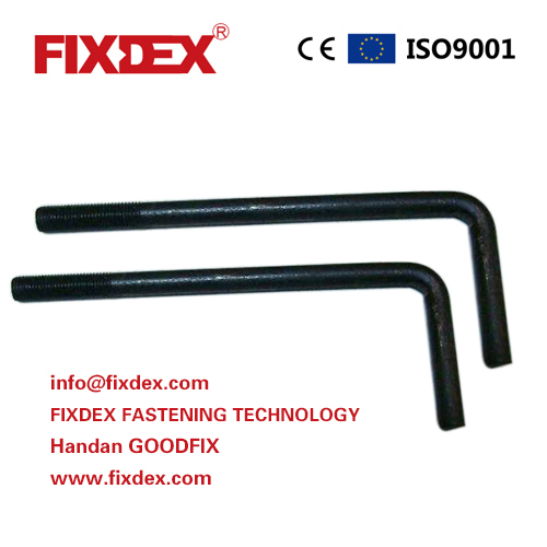 Black Carbon steel L type foundation bolts zinc plated manufacturers and factory