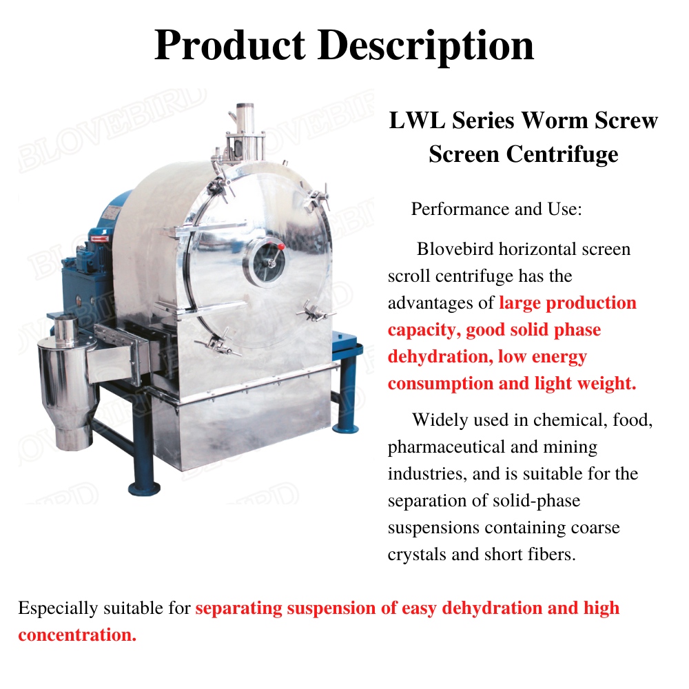 Blovebird LWL series Horizontal Salt refine Worm Screen Centrifuge