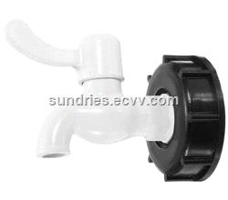 DN50 2 Inch S60x6 Thread IBC Tote Tank Adapter Cap Lid with Long 1 Plastic Tap Outlet Faucet