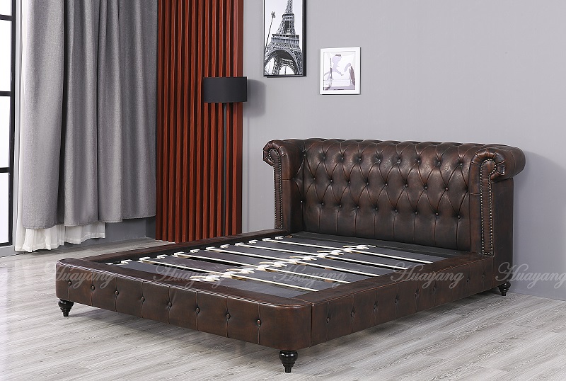 Vintage Buttons Leather Bedroom Furniture
