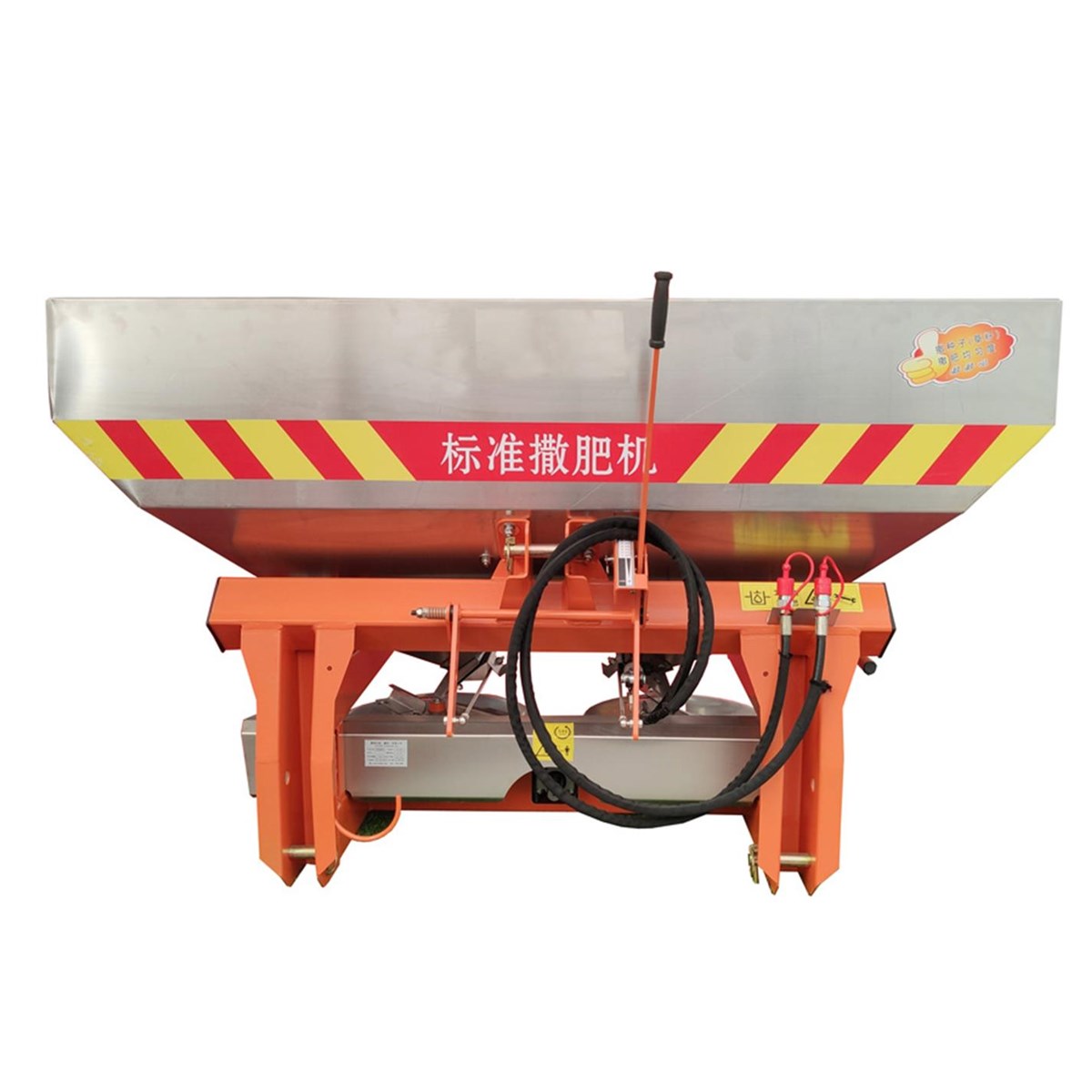 Farm tractor mounted stainless steel fertilizer spreaders