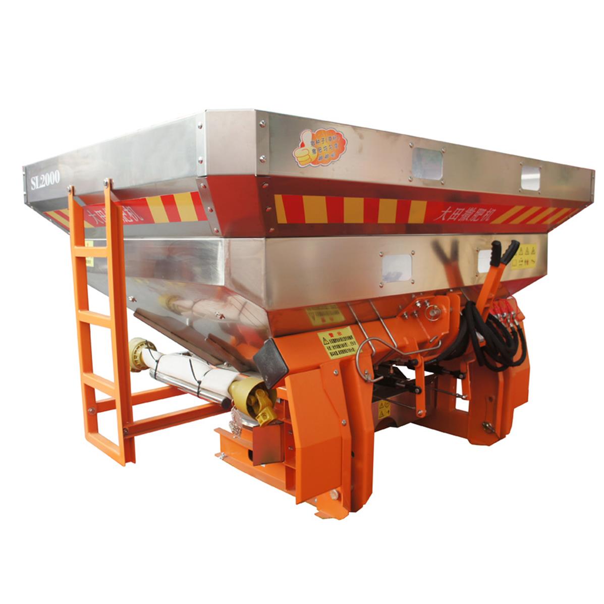 Farm tractor mounted stainless steel fertilizer spreaders