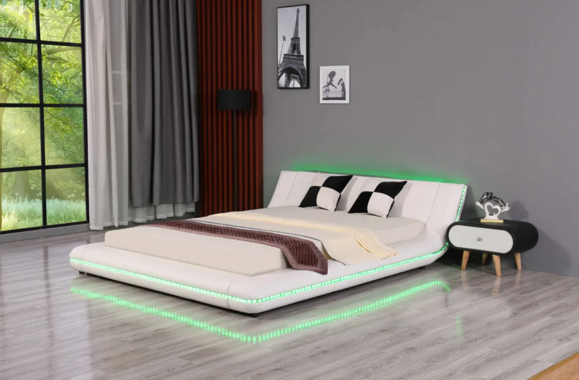Leather Beds LED King Size Bed Bedroom Furniture