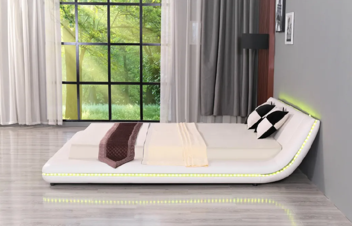 Leather Beds LED King Size Bed Bedroom Furniture