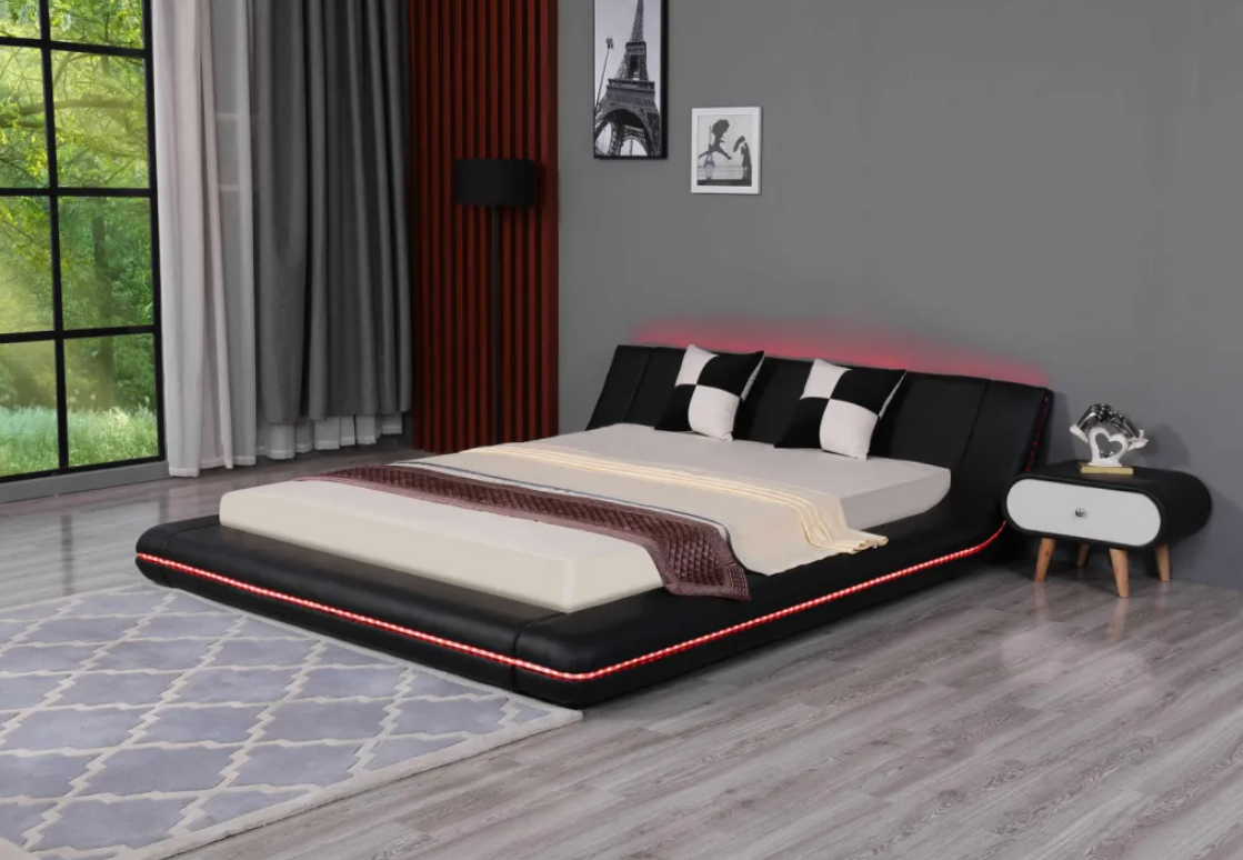 Leather Beds LED King Size Bed Bedroom Furniture