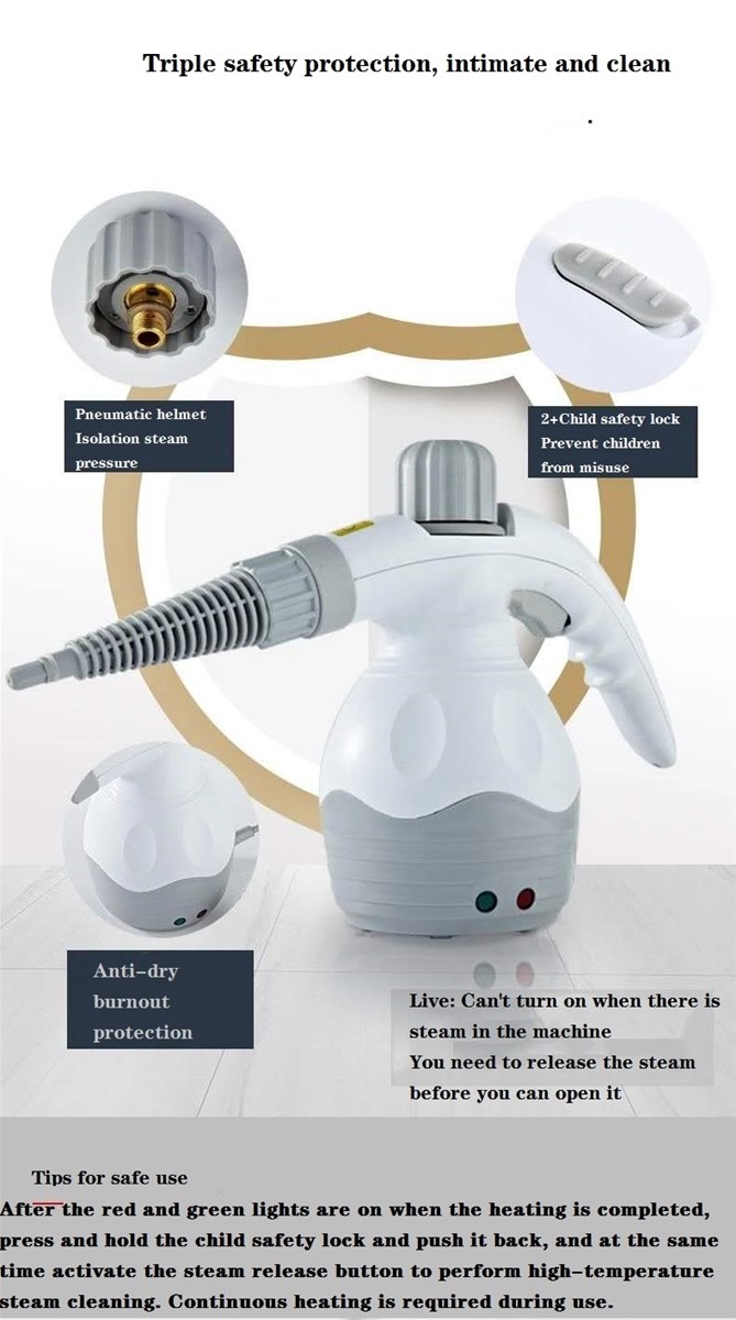 Electric Steam Cleaner Portable Handheld Steamer Household Home Office Room Cleaning Appliances Attachments Kitchen Brus