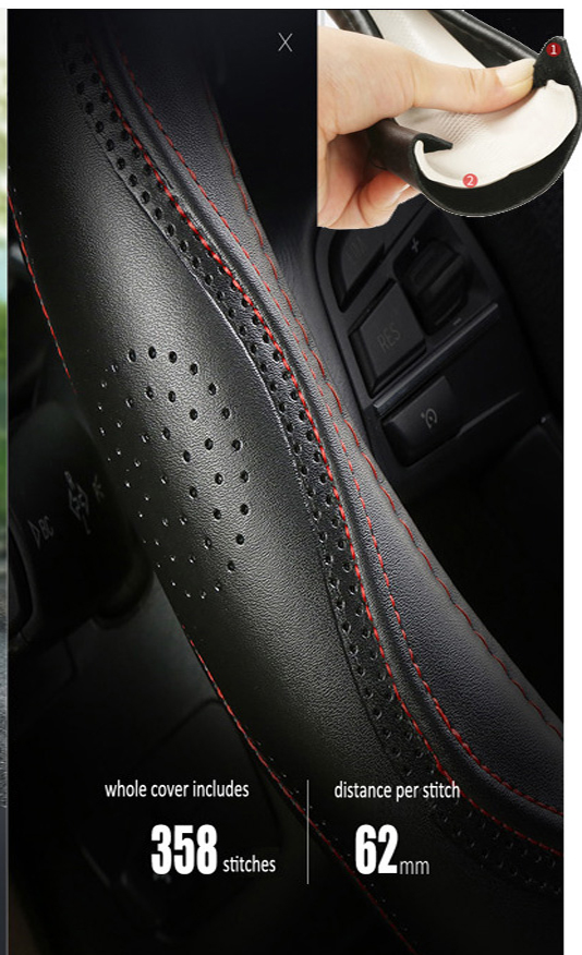 38cm genuine leather car steering wheel cover