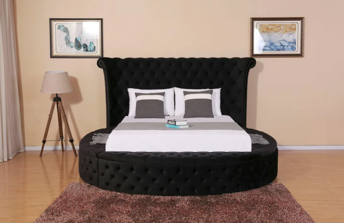 Modern Elegant Round Velvet Bed