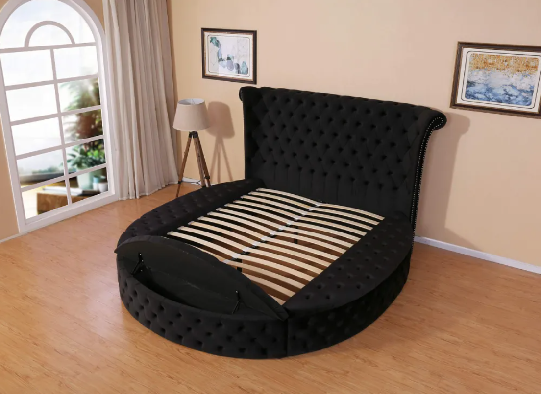 Modern Elegant Round Velvet Bed