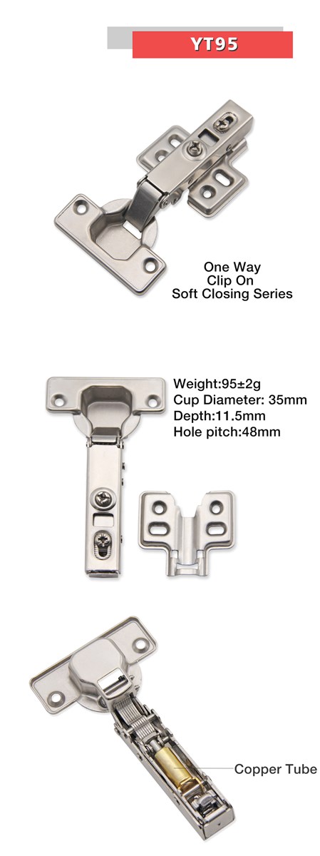 soft closing clip on cold rolled steel one way cabinet hinge