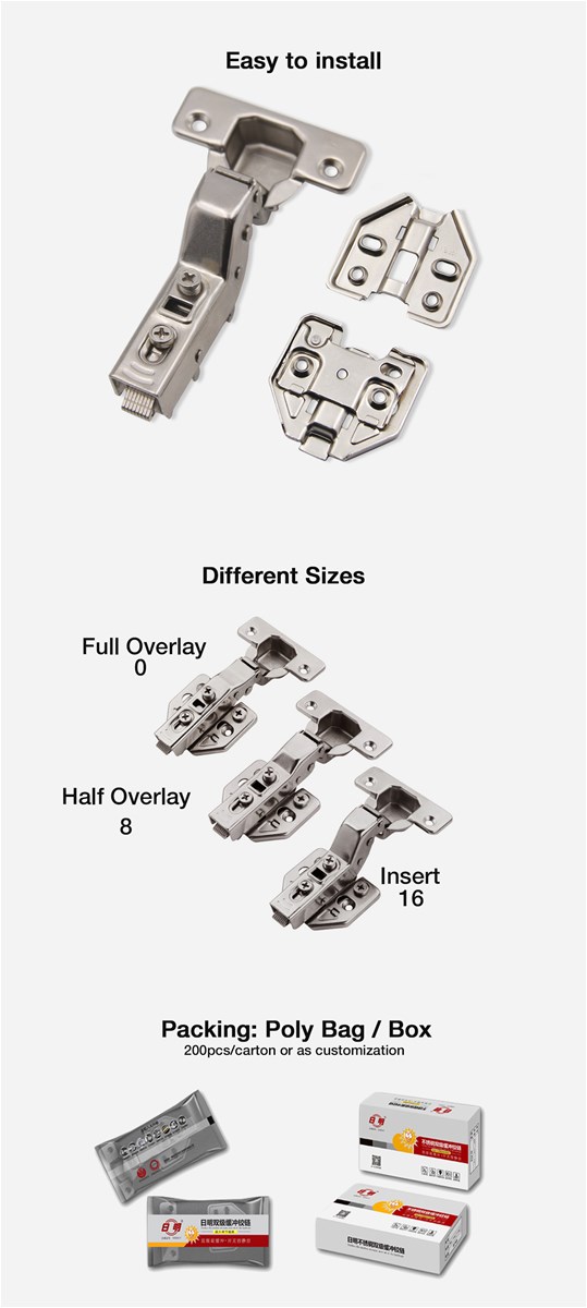 two way soft closing iron clip on cabinet hinge