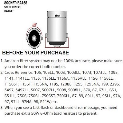BA15S 1156 Vanity Led Bulb 5W 12V 24V