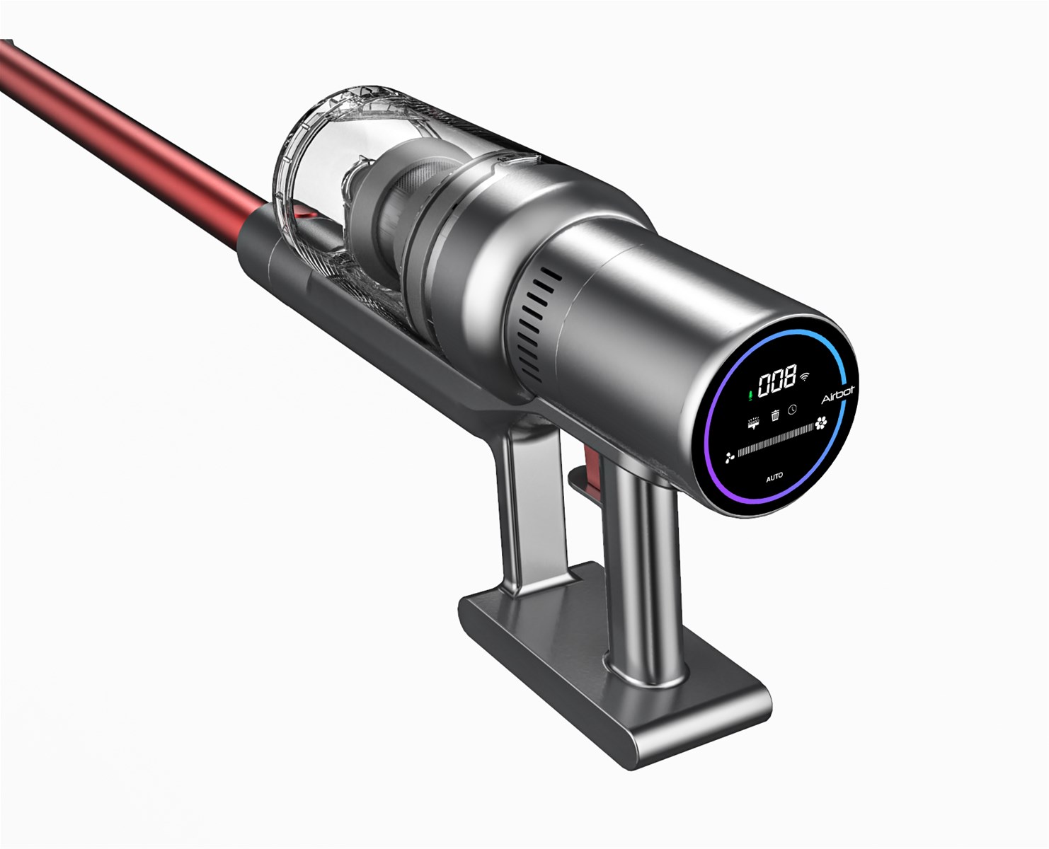Cordless handheld vacuum cleaner with touching screen