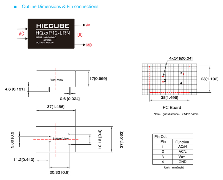 ACDC power supply module 220V to 12V 1A HQ12P12LRN