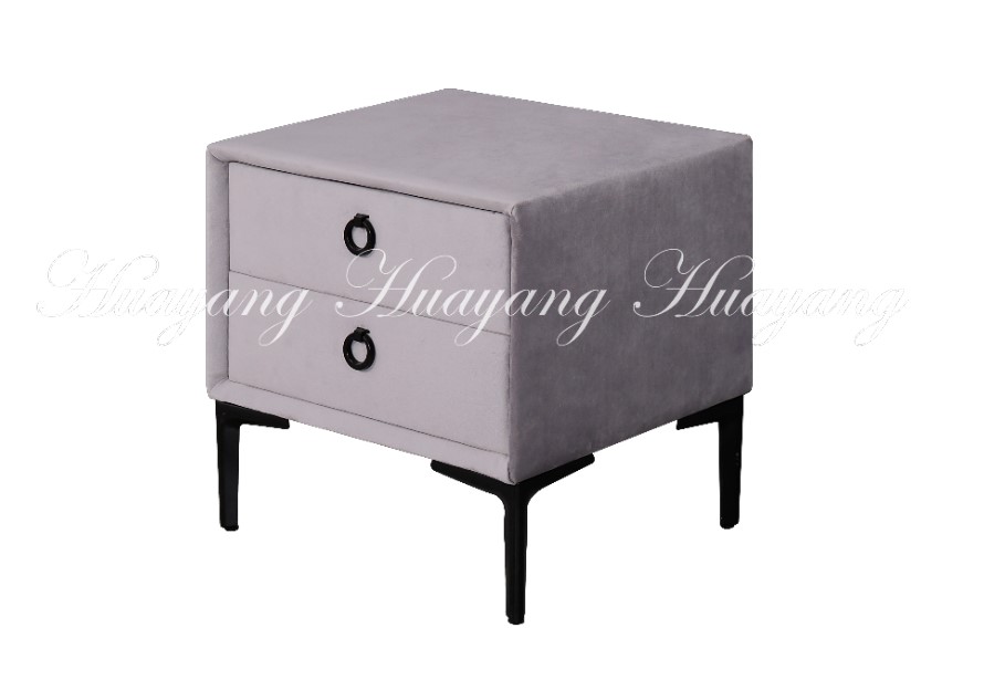 2 Drawers Nightstand Velvet Side Bed Table