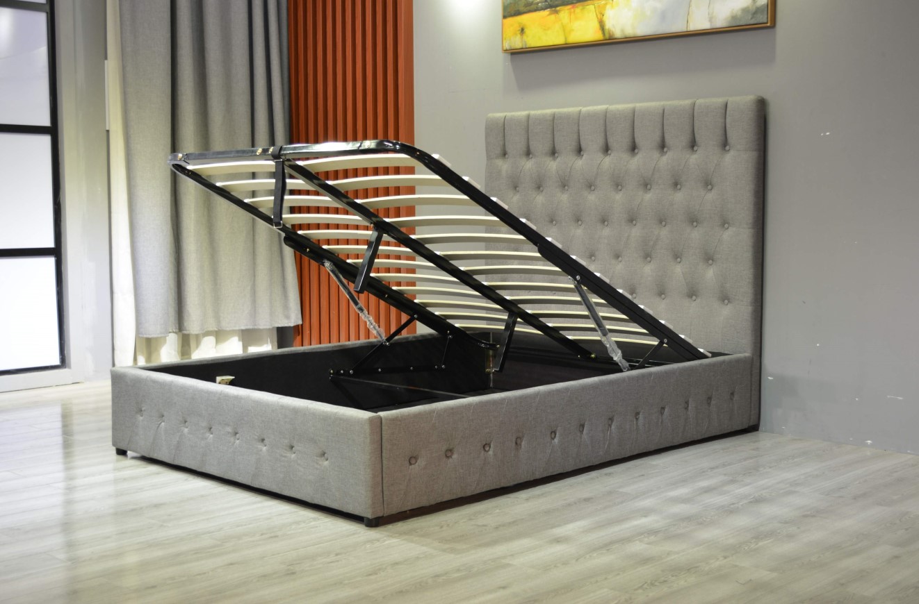 Platform Lift Storage Bed Button Tufted Lift Storage Bed