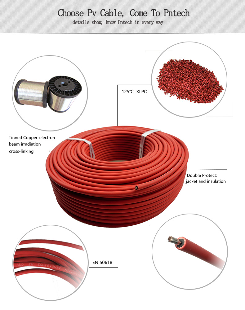 Tuv Approved 4mm2 Solar Cable for Solar Panels Photovoltaic Cable 1000v DC